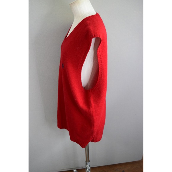 Polo Ralph Lauren Sweater Vest XXL Red Lambswool V-Neck Mens Preppy Pony Logo - Picture 2 of 4
